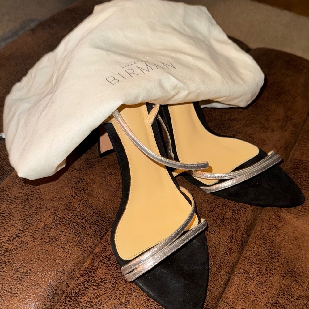 Alexandre Birman Alana Heel Sandals - Silver and Black sandals - Sz 40